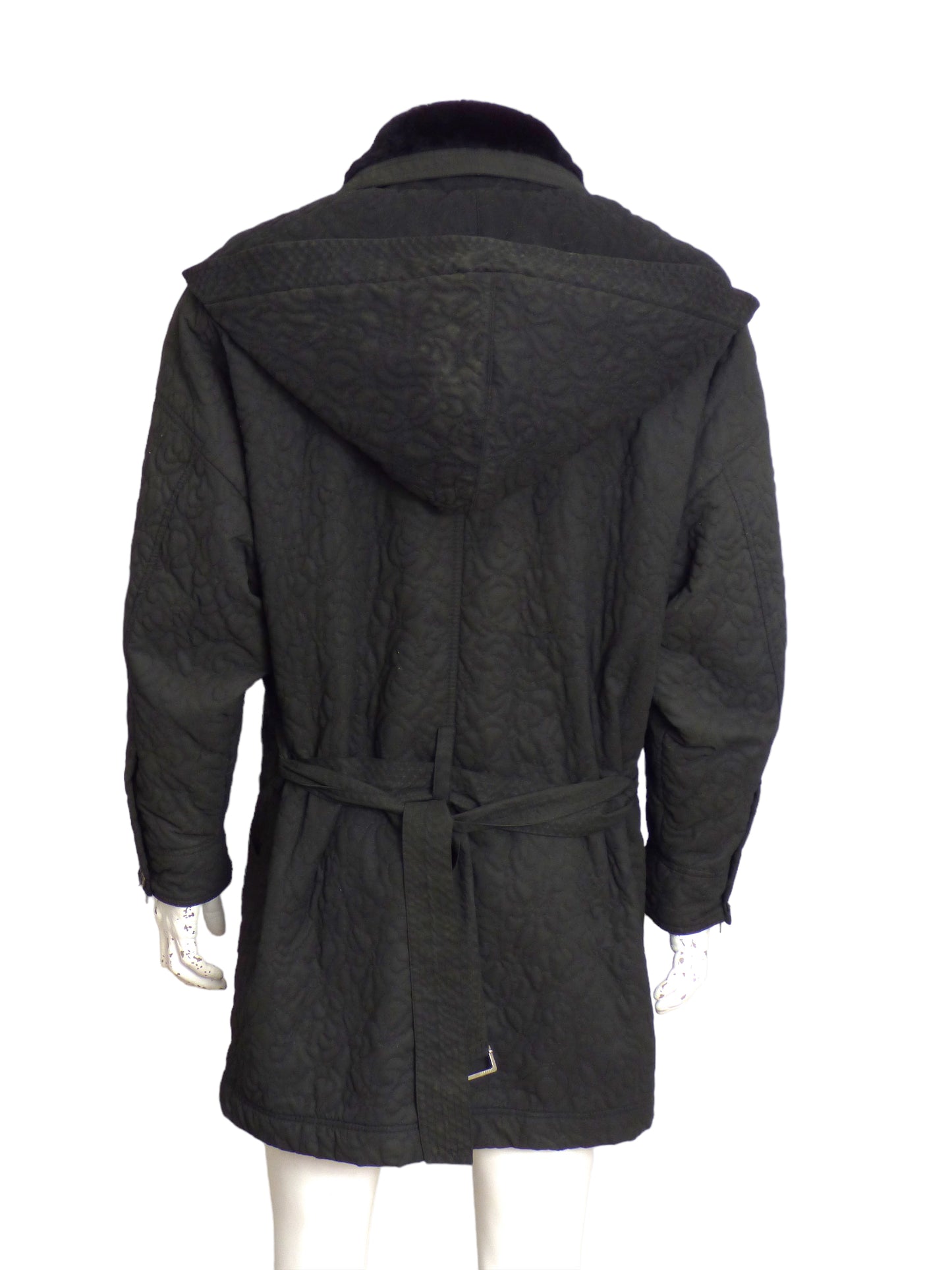 VERSUS VERSACE-1990s Black Quilted Coat, Size- X Large