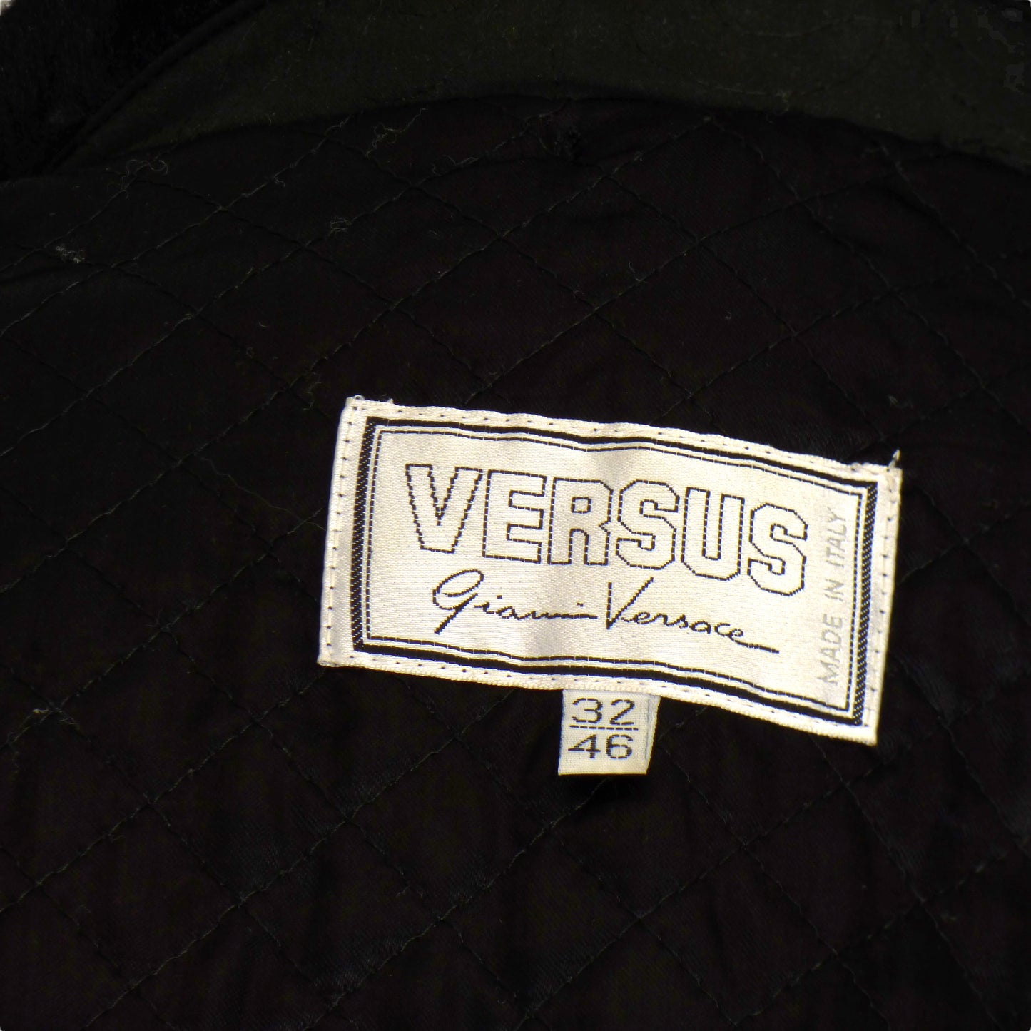 VERSUS VERSACE-1990s Black Quilted Coat, Size- X Large