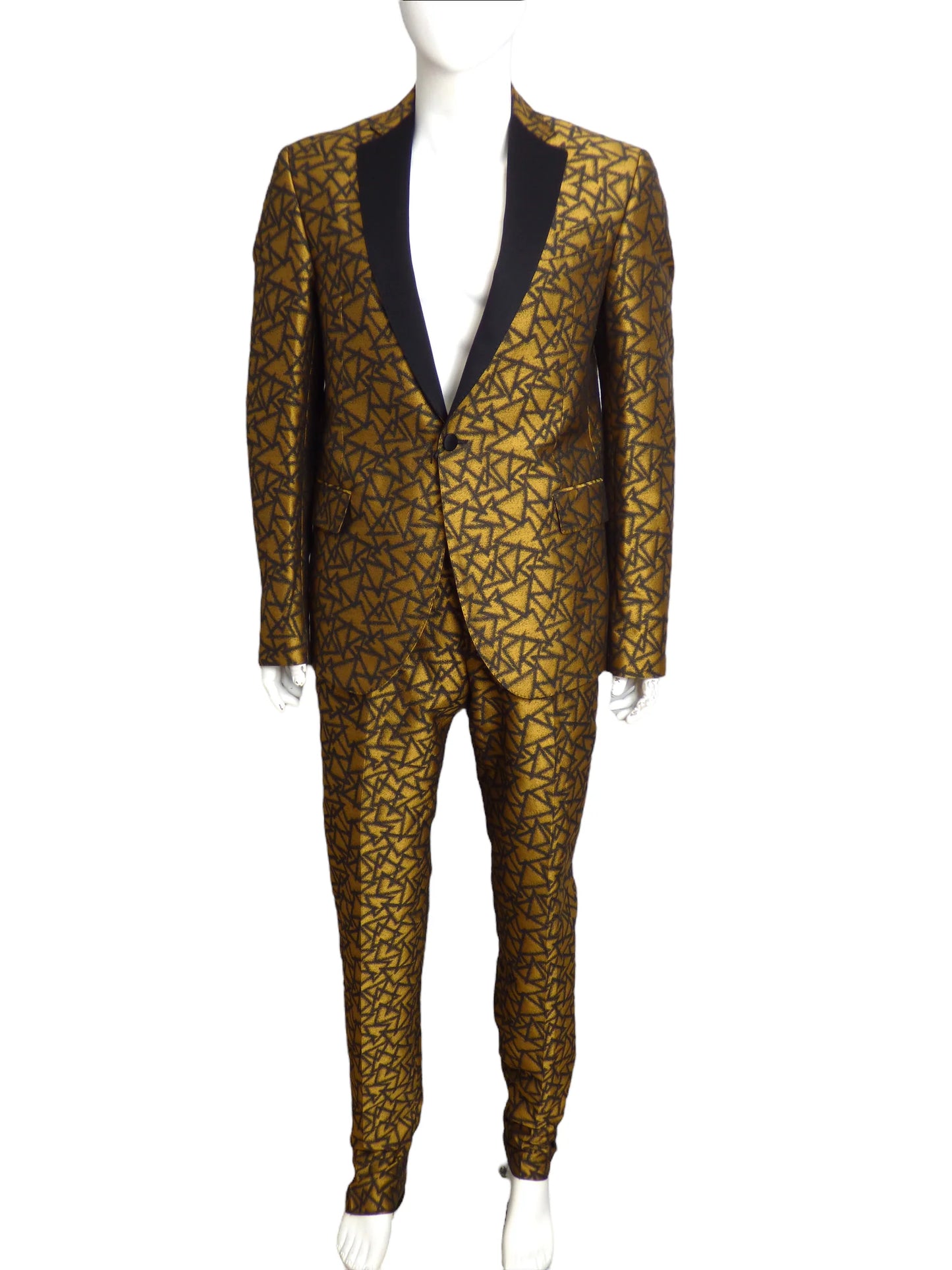 MOSCHINO COUTURE!-2021 Gold Brocade Tuxedo, Multiple Sizes