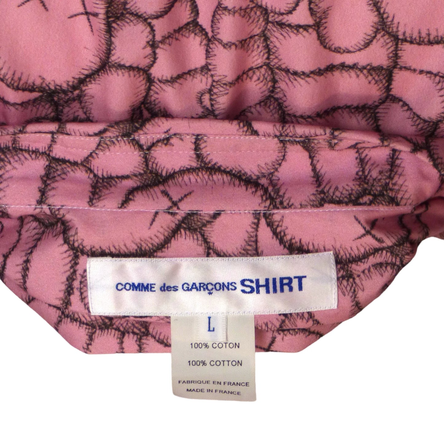 COMME DES GARCONS SHIRT X KAWS-Pink Cotton Print Shirt, Size-Large