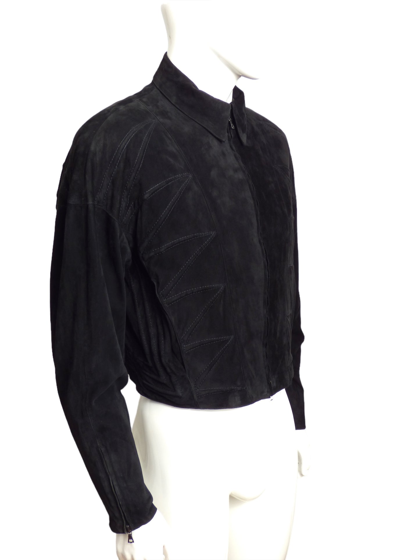 CLAUDE MONTANA-1980s Black Quilted Suede Jacket, Size Large