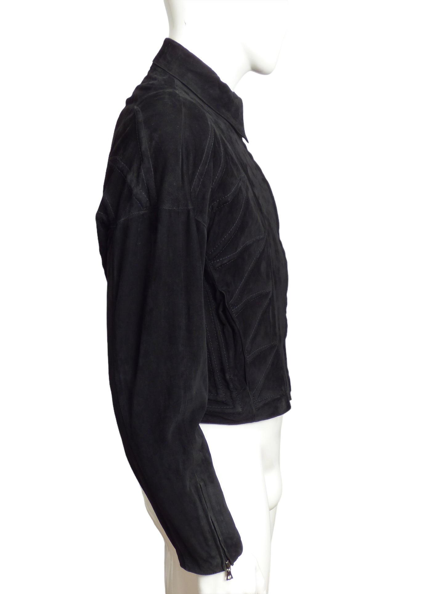 CLAUDE MONTANA-1980s Black Quilted Suede Jacket, Size Large