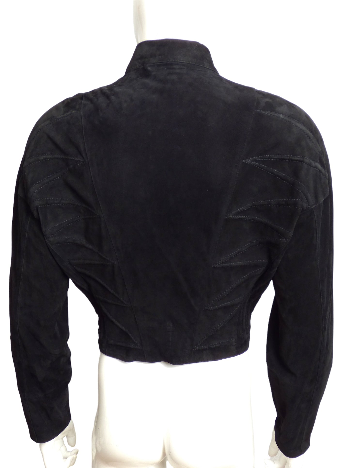 CLAUDE MONTANA-1980s Black Quilted Suede Jacket, Size Large