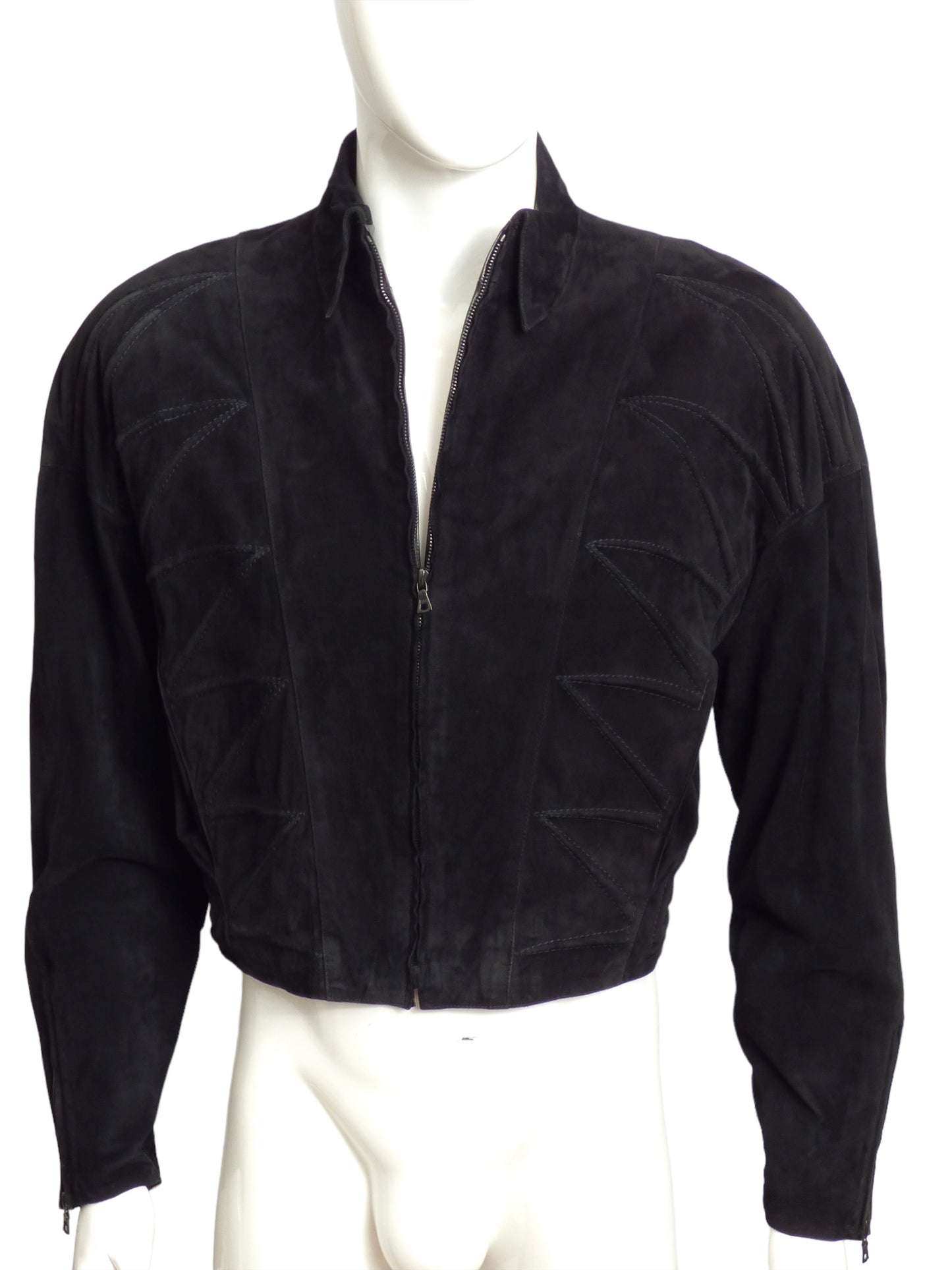 CLAUDE MONTANA-1980s Black Quilted Suede Jacket, Size Large