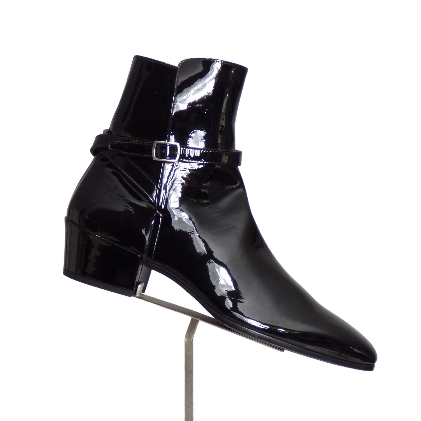 SAINT LAURENT- Black Patent Clementi Boot, Size 41