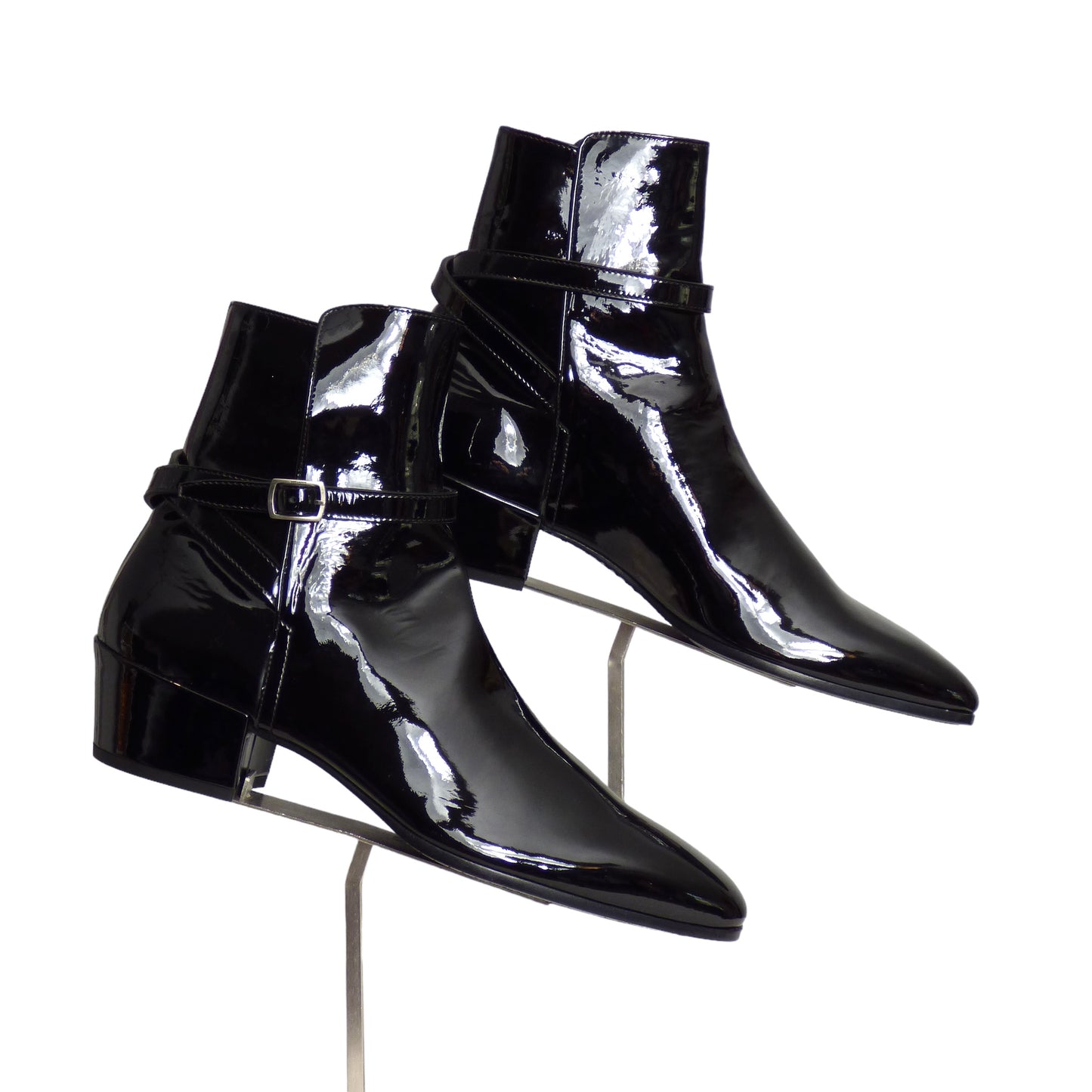 SAINT LAURENT- Black Patent Clementi Boot, Size 41