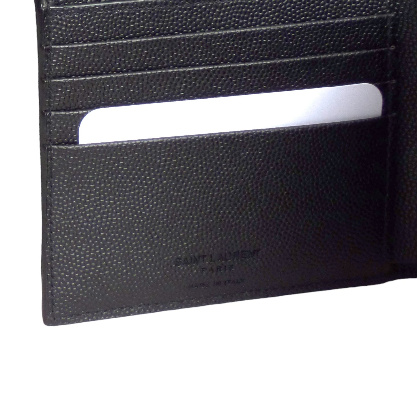 SAINT LAURENT- Black Pebbled Leather BiFold