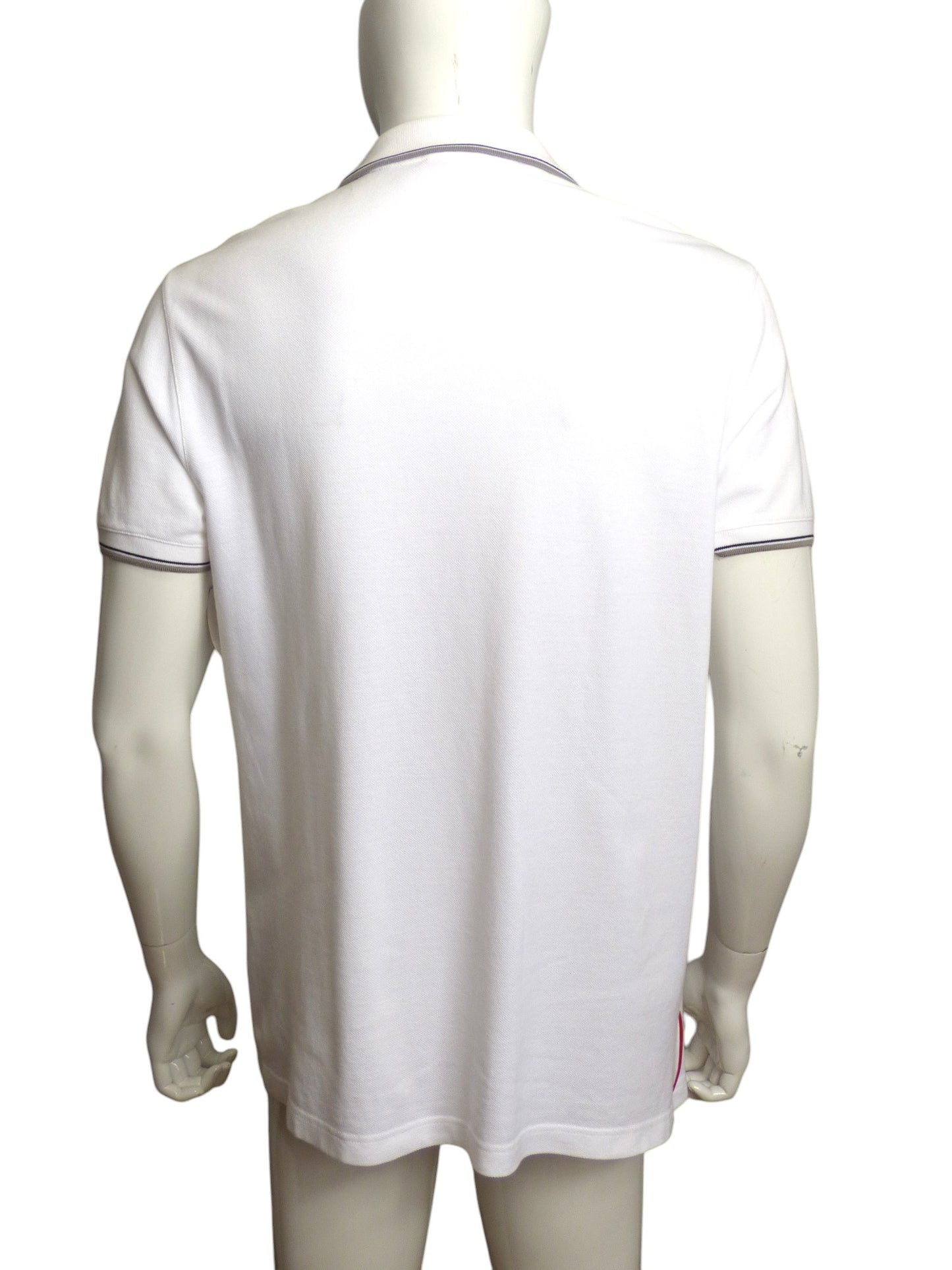 PRADA-White Cotton Pique Polo Shirt, Size 2XL