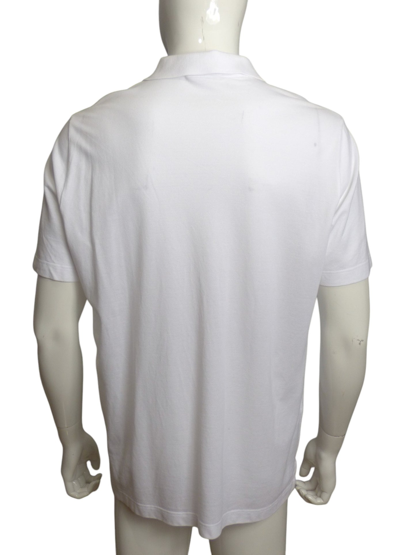 HERMES- White Cotton Pique Polo Shirt, Size XL