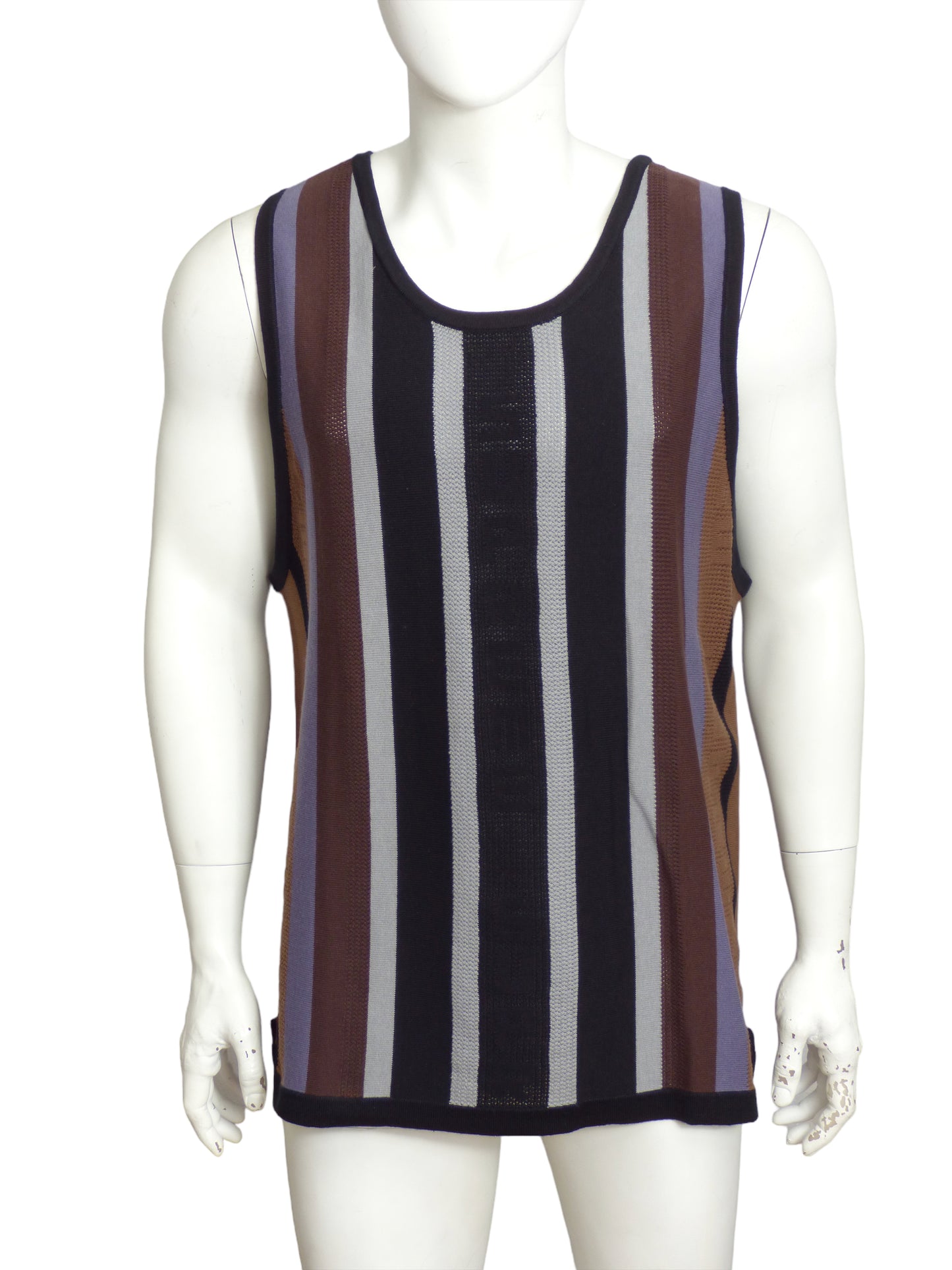 SUPREME- 2023 Brown Striped Knit Tank Top, Size Large