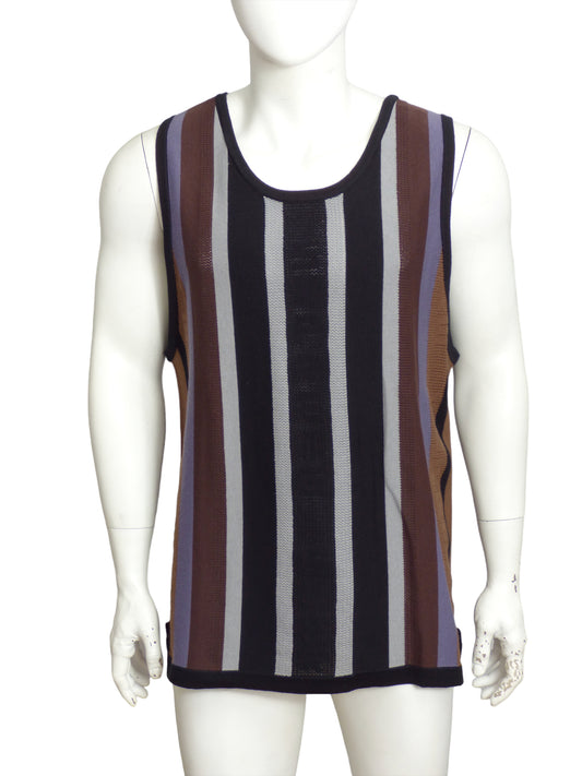 SUPREME- 2023 Brown Striped Knit Tank Top, Size Large