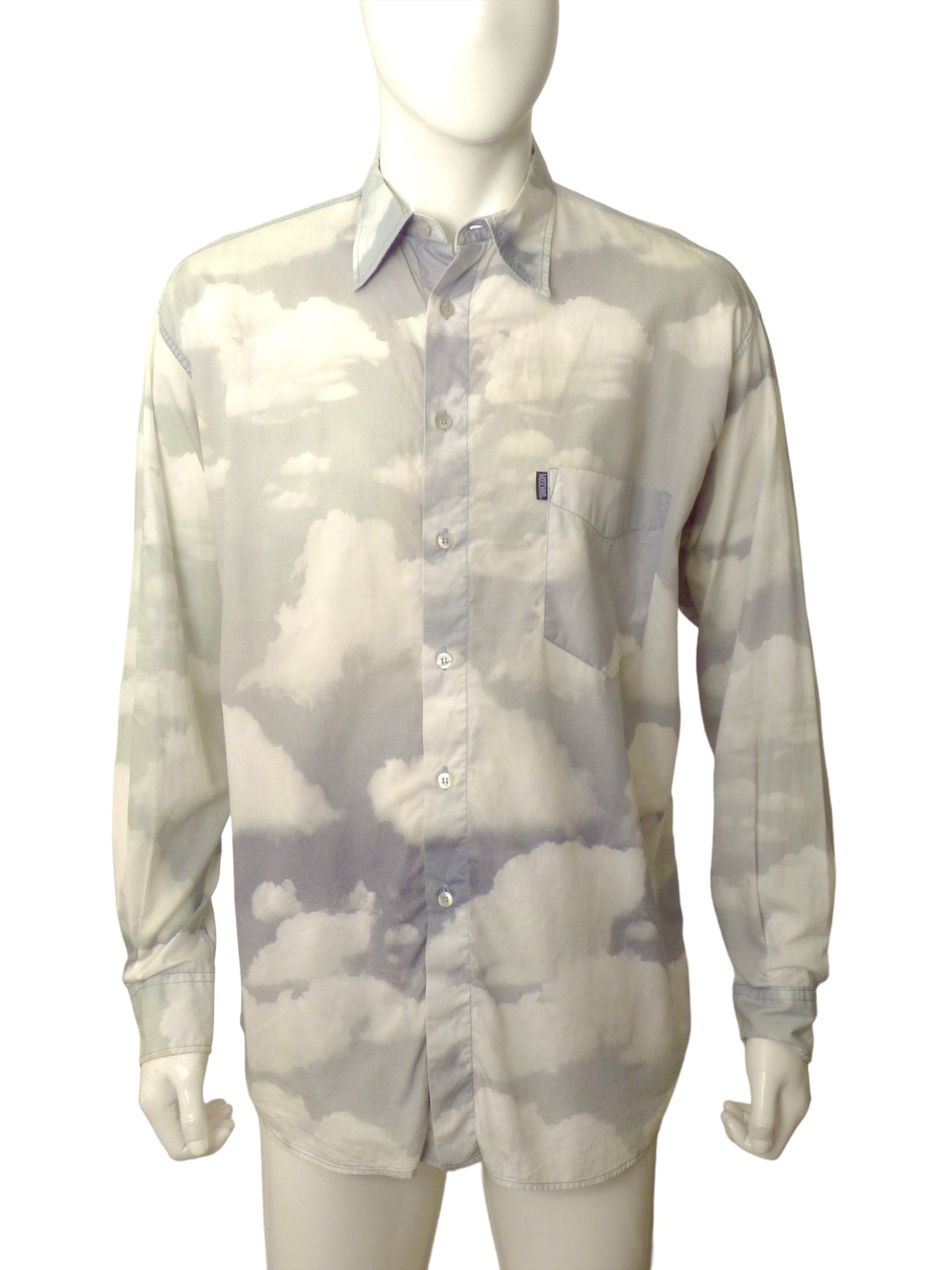 MOSCHINO- 1990s Cloud Print L/S Shirt, Size XL