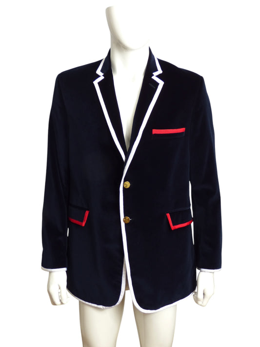 THOM BROWNE- 2009 Velvet & Grosgrain Ribbon Blazer, Size XL