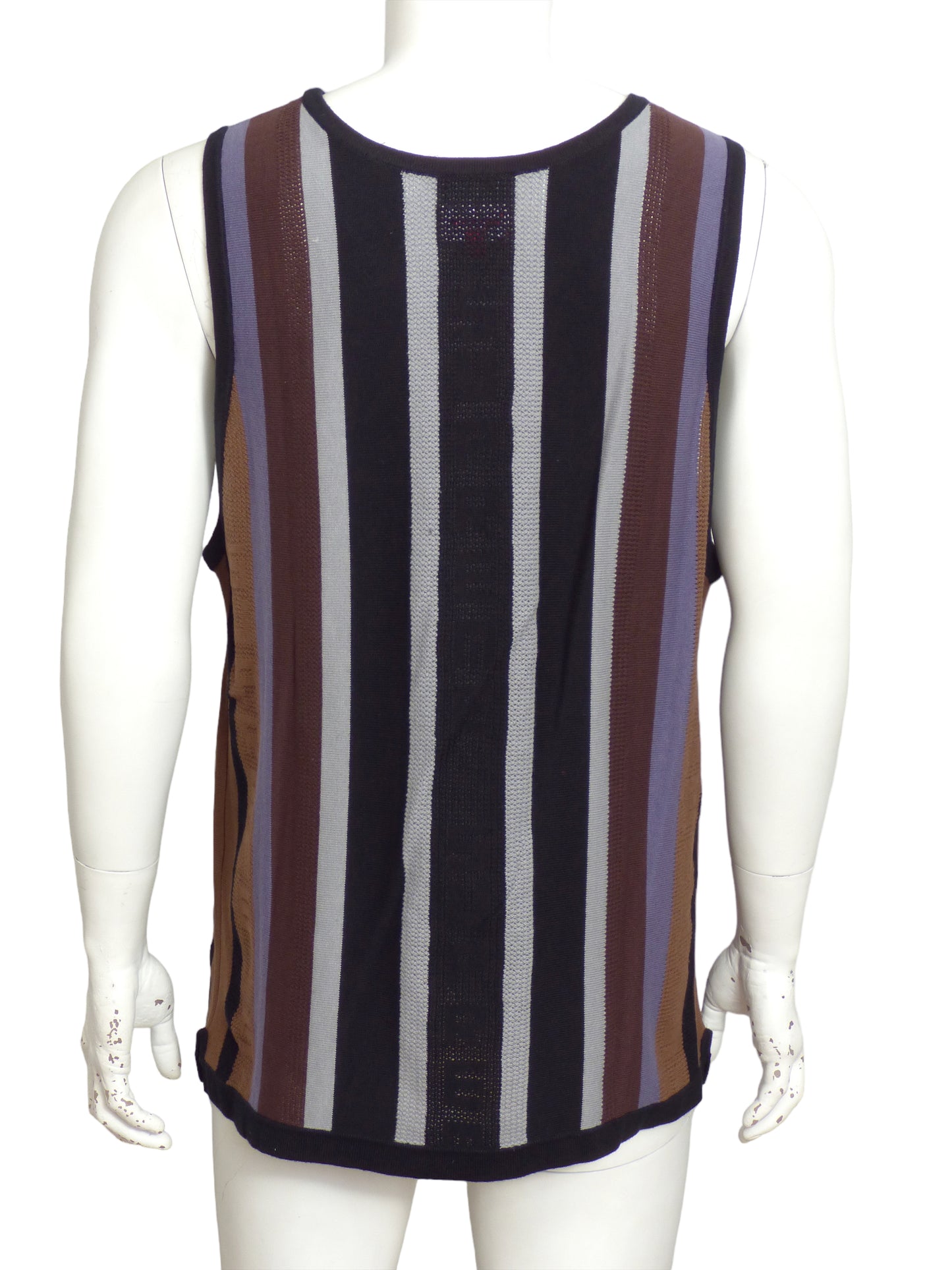 SUPREME- 2023 Brown Striped Knit Tank Top, Size Large