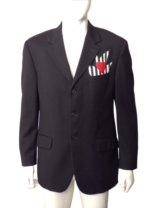 CHEAP & CHIC MOSCHINO- AS IS 1990s Black Wool Blazer, Size XL