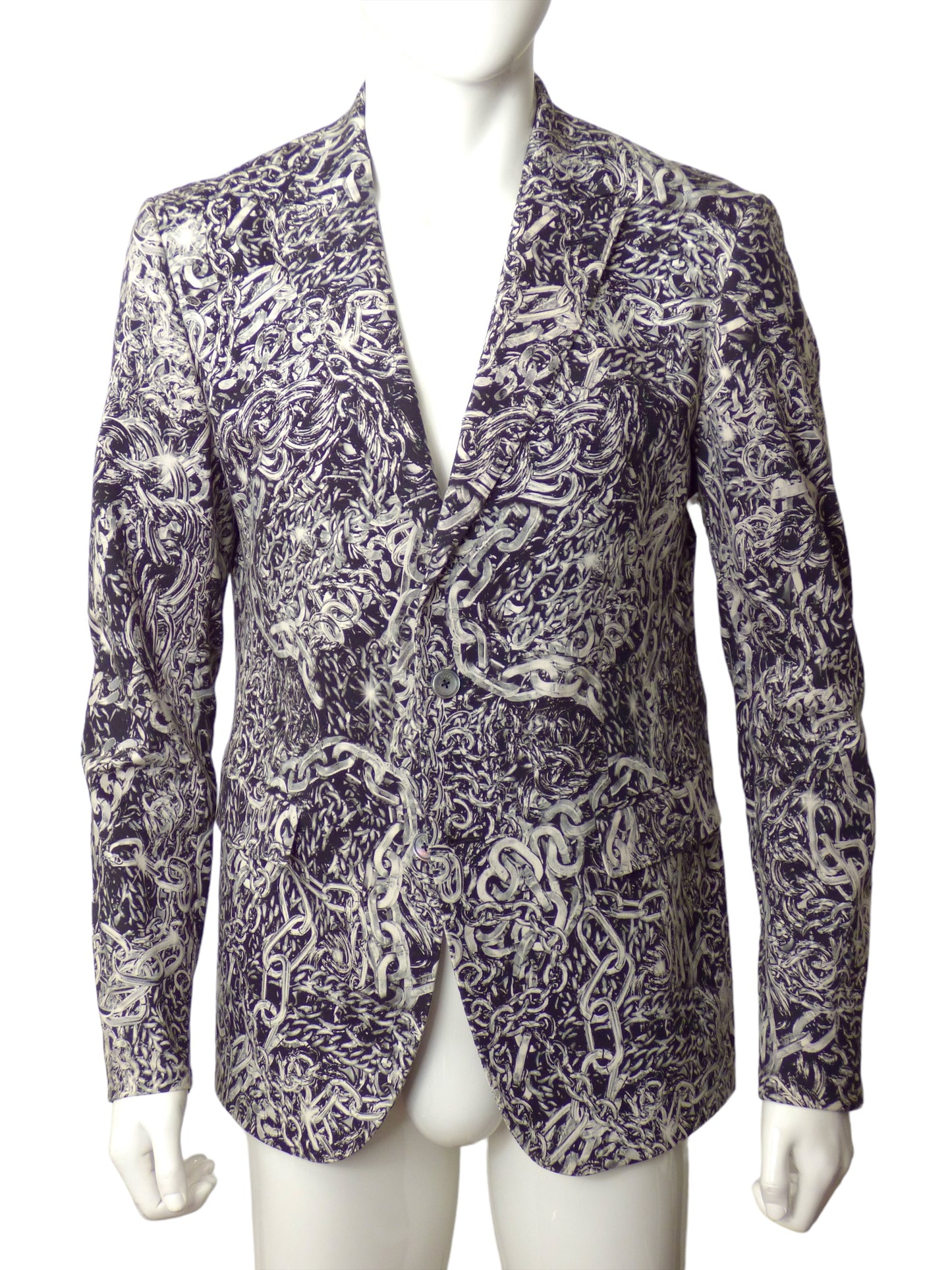 MOSCHINO- Chain Print Cotton Blazer, Size XL