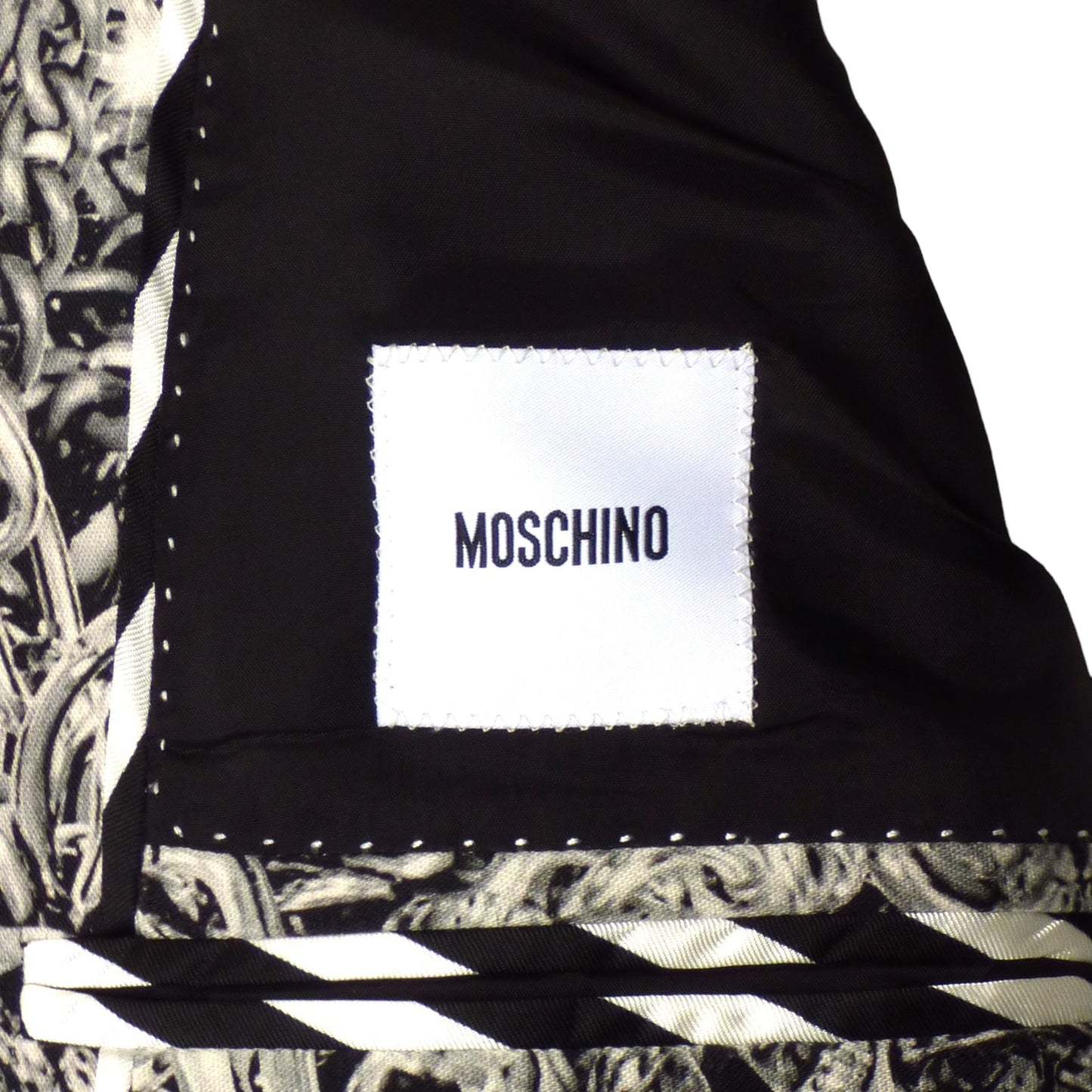 MOSCHINO- Chain Print Cotton Blazer, Size XL