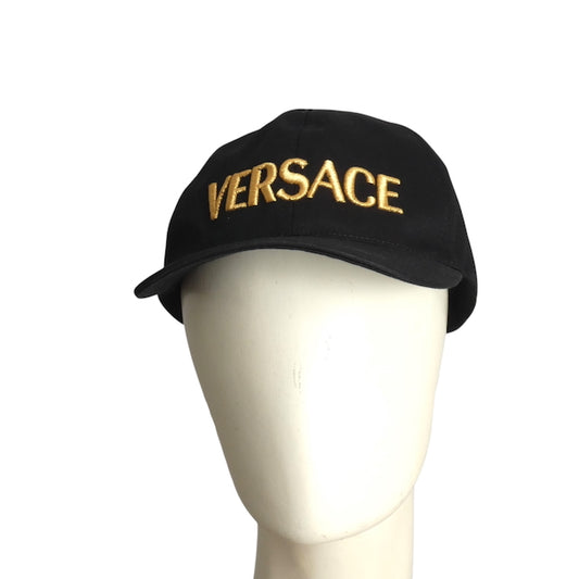 VERSACE-  Black Embroidered Cap, Size 57
