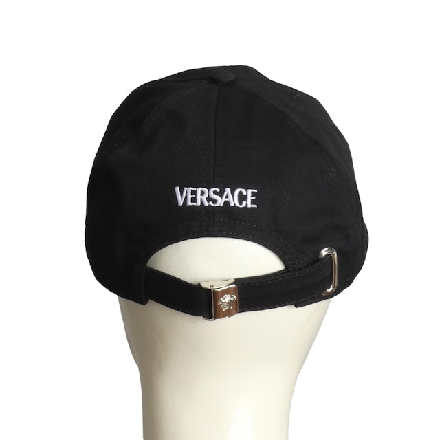 VERSACE-  NWT Black Embroidered Cap, Size 59