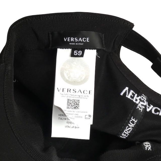 VERSACE-  NWT Black Embroidered Cap, Size 59