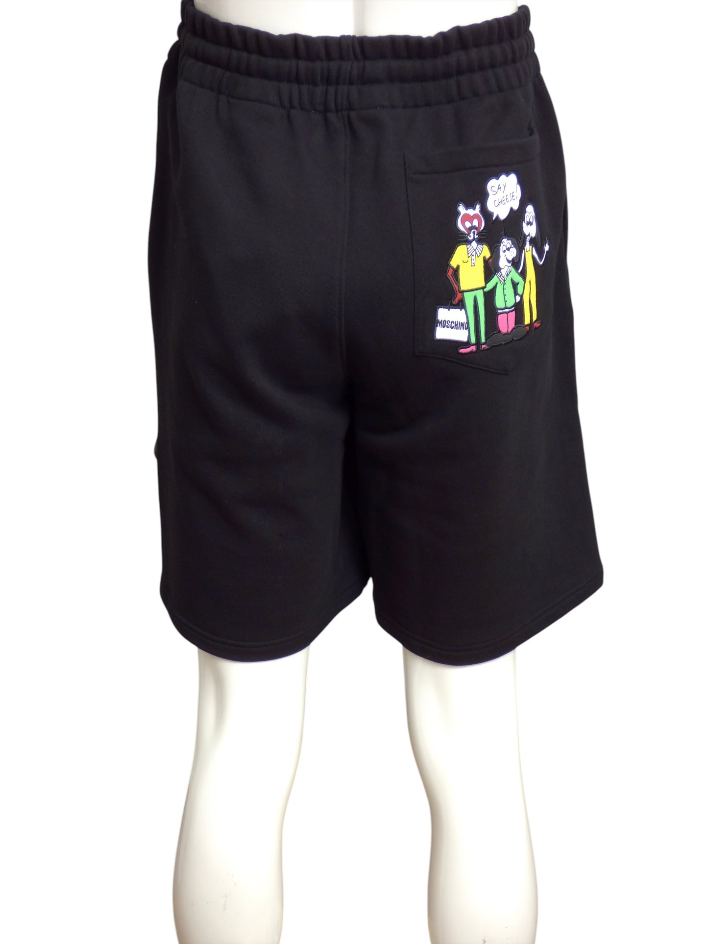 MOSCHINO COUTURE- NWT Black Graphic Print Athletic Shorts, XL