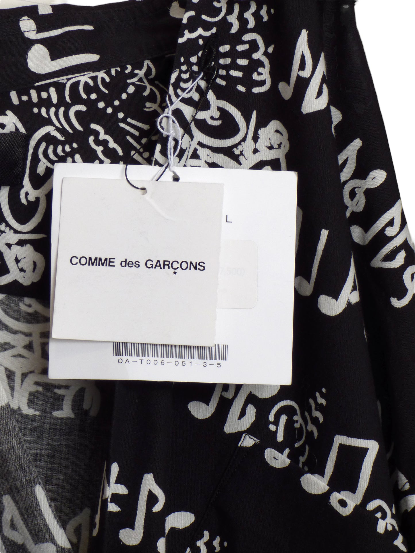 BLACK COMME DES GARCONS- NWT 2016 Cotton Print L/S Shirt, Size XL