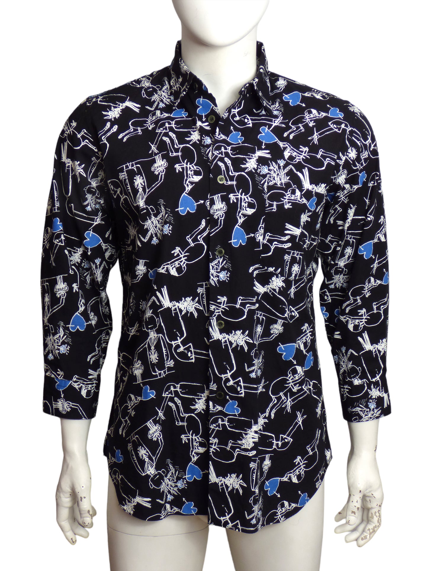 BLACK COMME DES GARCONS- 2014 Cotton Print L/S Shirt, Size Large