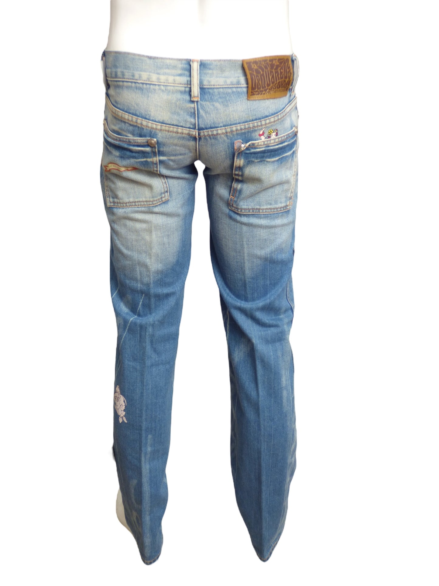 DSQUARED2- Distressed Hawaiian Print Jeans, Waist-30"