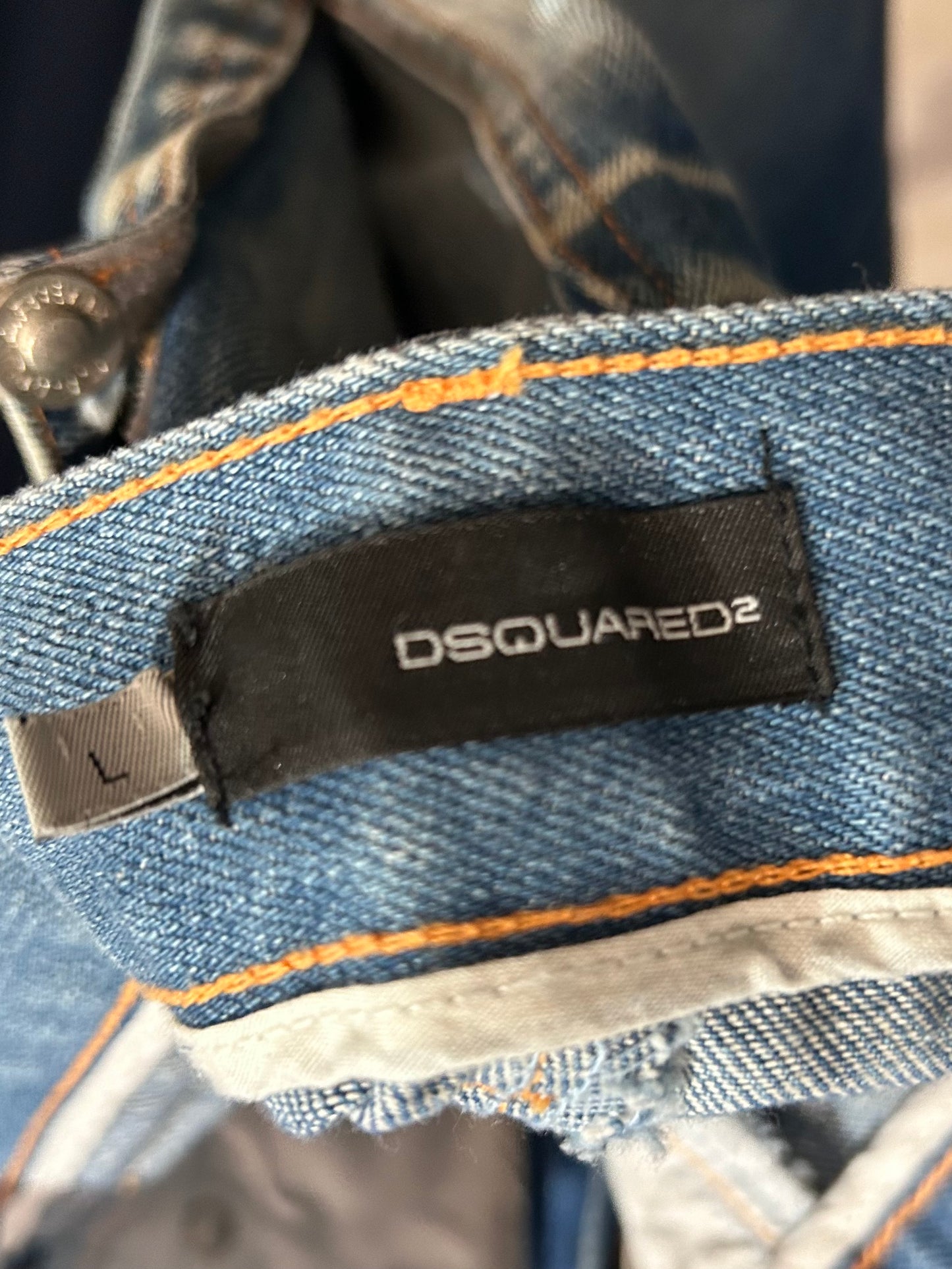 DSQUARED2- Distressed Hawaiian Print Jeans, Waist-30"