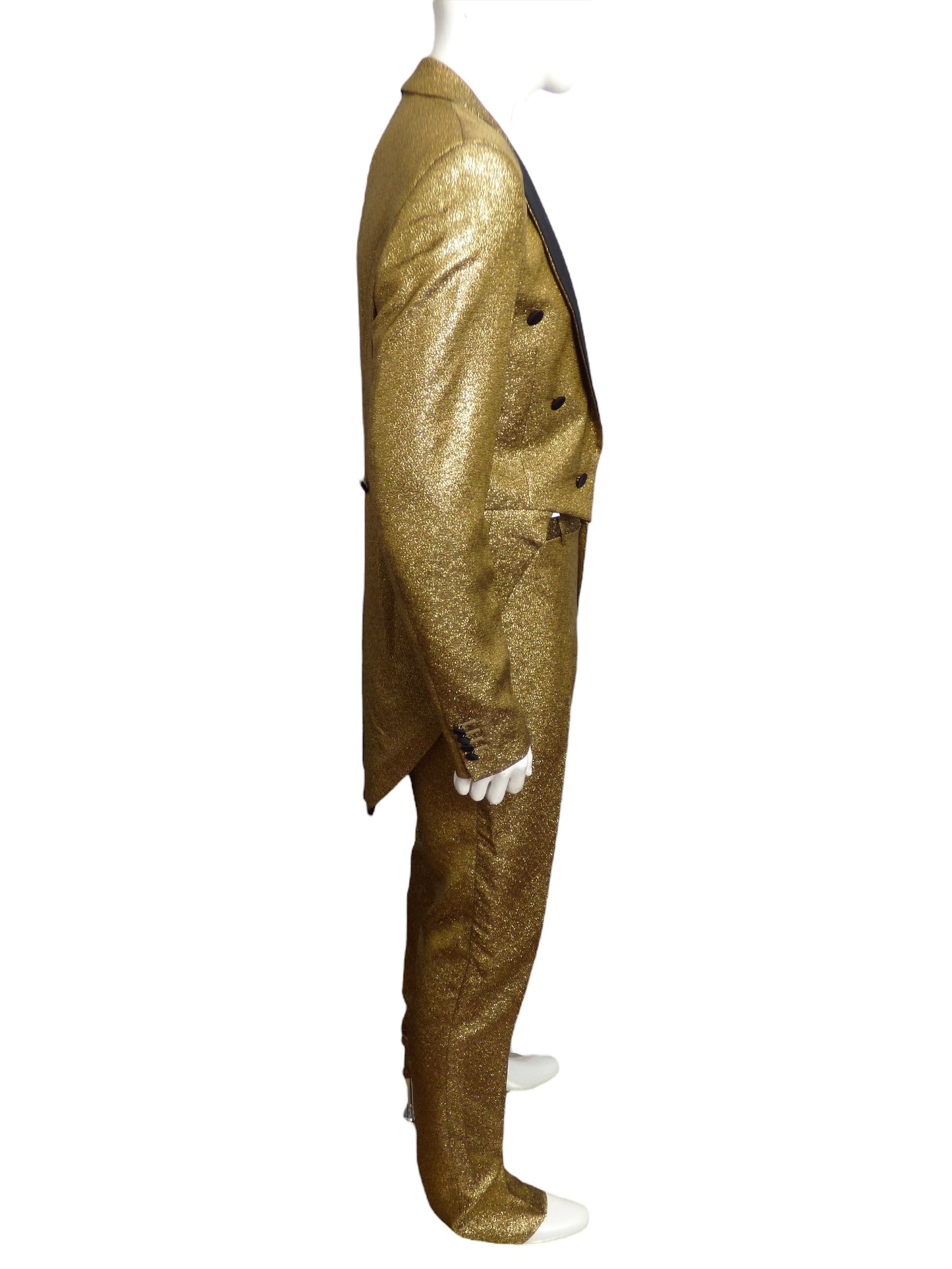 MOSCHINO COUTURE!-2021 Gold Lame' Tailcoat Tuxedo, Size Large