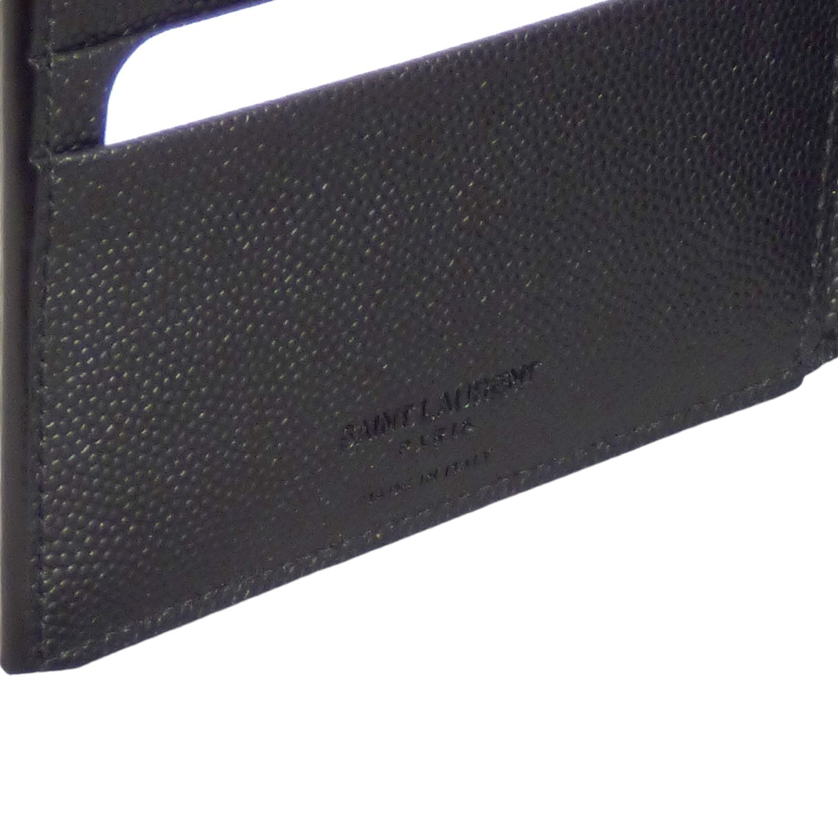 SAINT LAURENT- NIB Black Pebbled Leather Bi-Fold Wallet