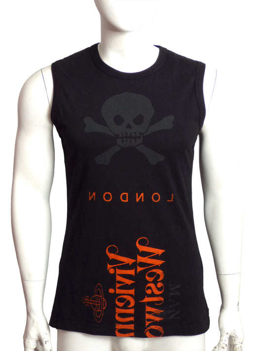 VIVIENNE WESTWOOD MAN-Graphic Cotton Sleeveless T-Shirt, Size-Small