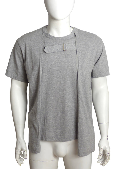 COMME DES GARCONS HOMME PLUS- NWT 2017 Gray Buckle T-Shirt, Size Medium