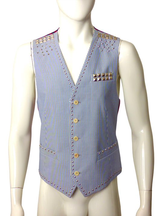 MOSCHINO- NWT Cotton Stripe Studded Vest, Size XL