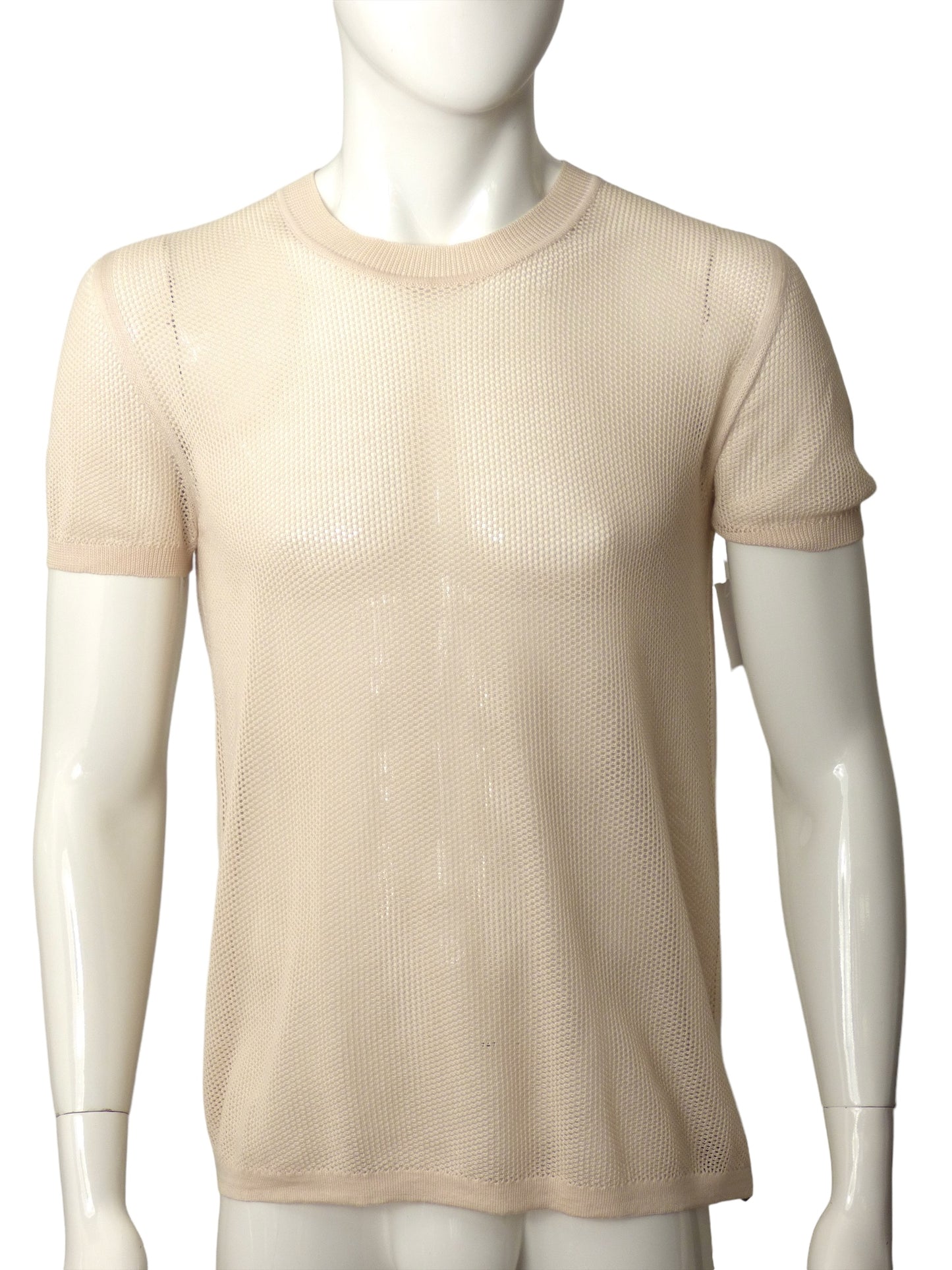 MARC JACOBS- NWT Ivory Cotton Mesh T-Shirt, Size Large