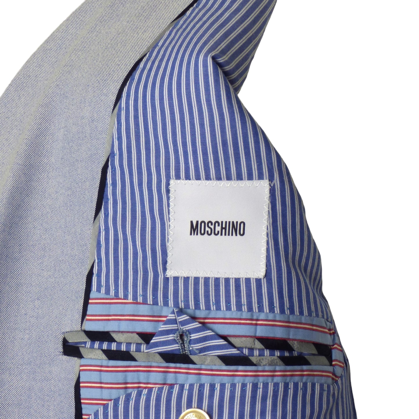 MOSCHINO- NWT Blue Cotton Stripe Blazer, Size Small