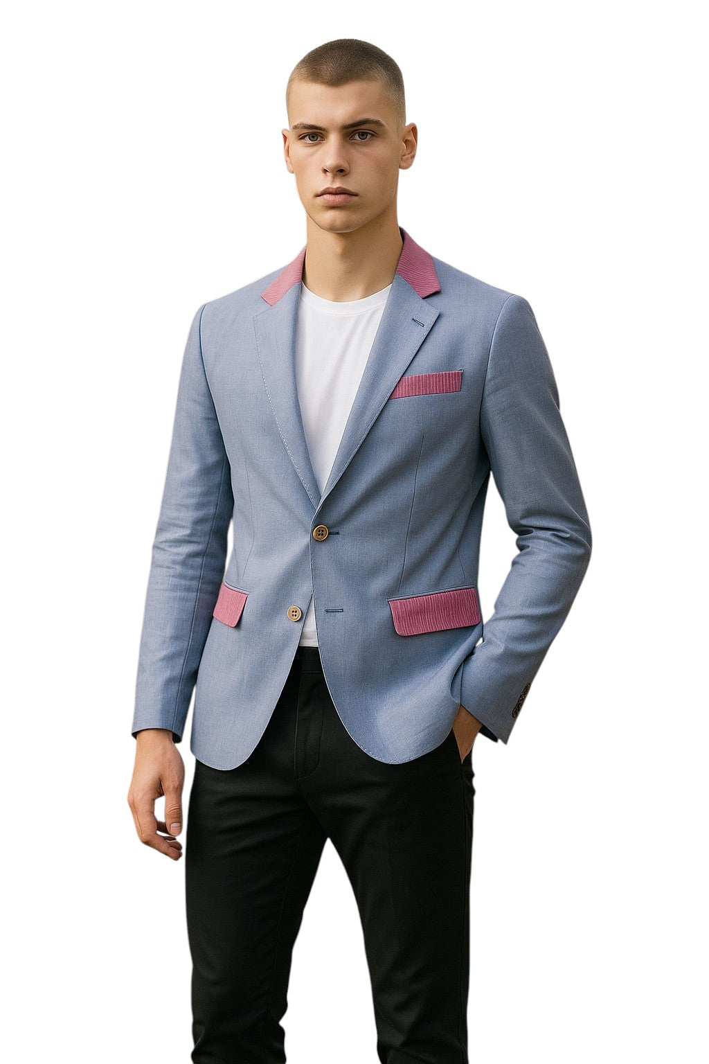 MOSCHINO- NWT Blue Cotton Stripe Blazer, Size Small