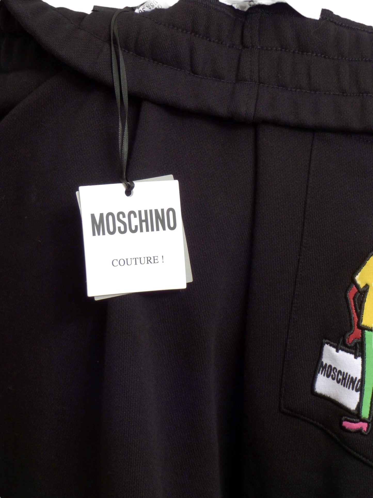 MOSCHINO COUTURE- NWT Black Graphic Print Athletic Shorts, XL