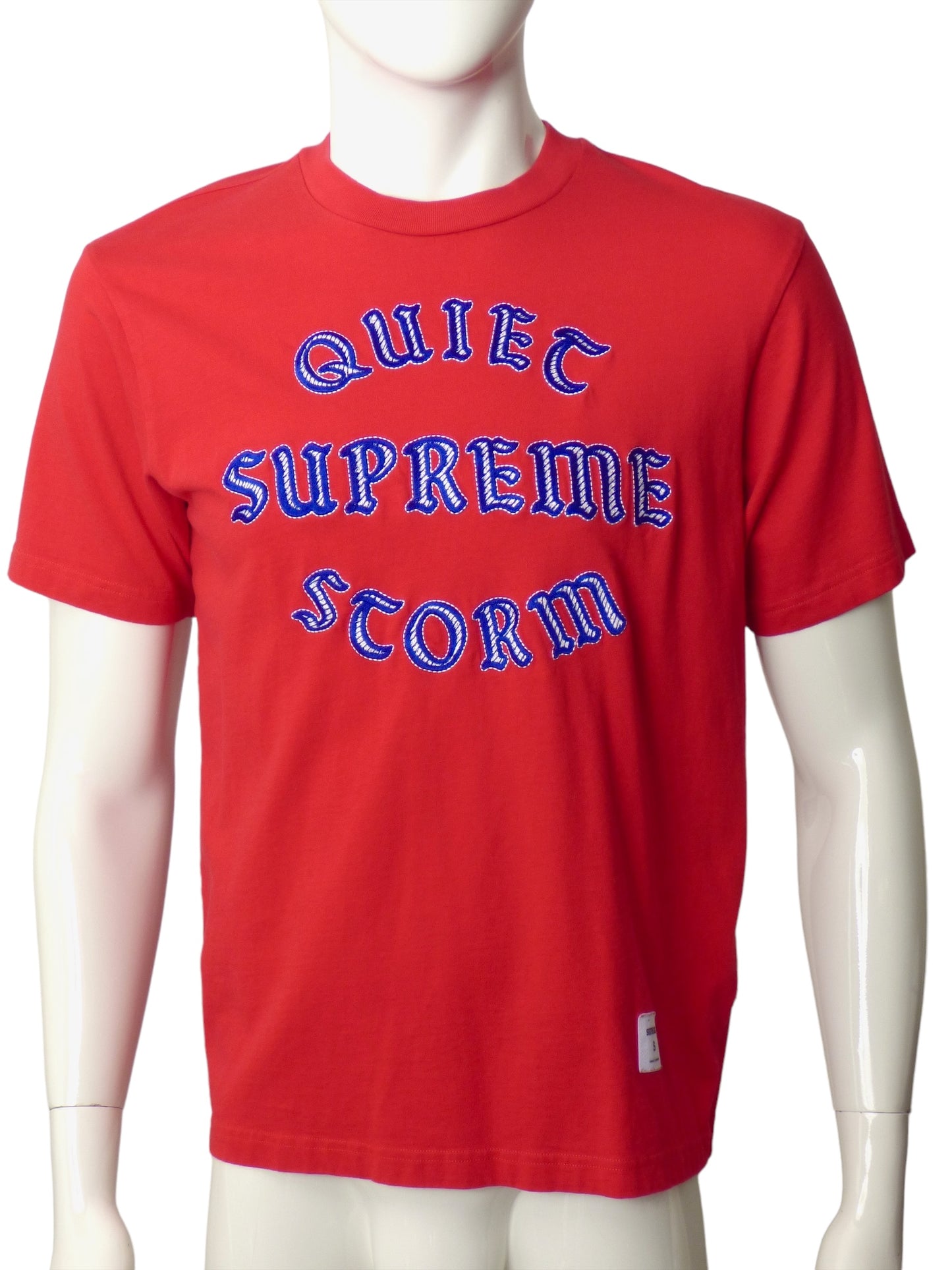 SUPREME- "Quiet Storm" Red Print T-Shirt, Size Small