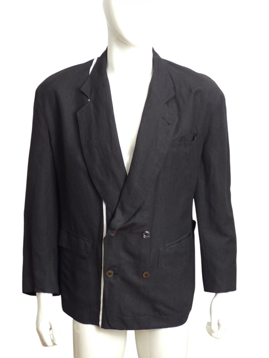 CLAUDE MONTANA- 1980s Black Rayon Blazer, Size Large