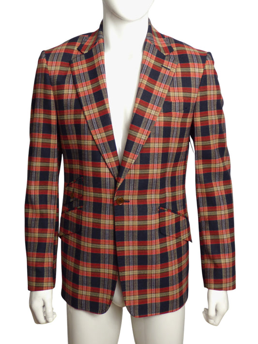 VIVIENNE WESTWOOD- Plaid Wool Blazer, Size Large