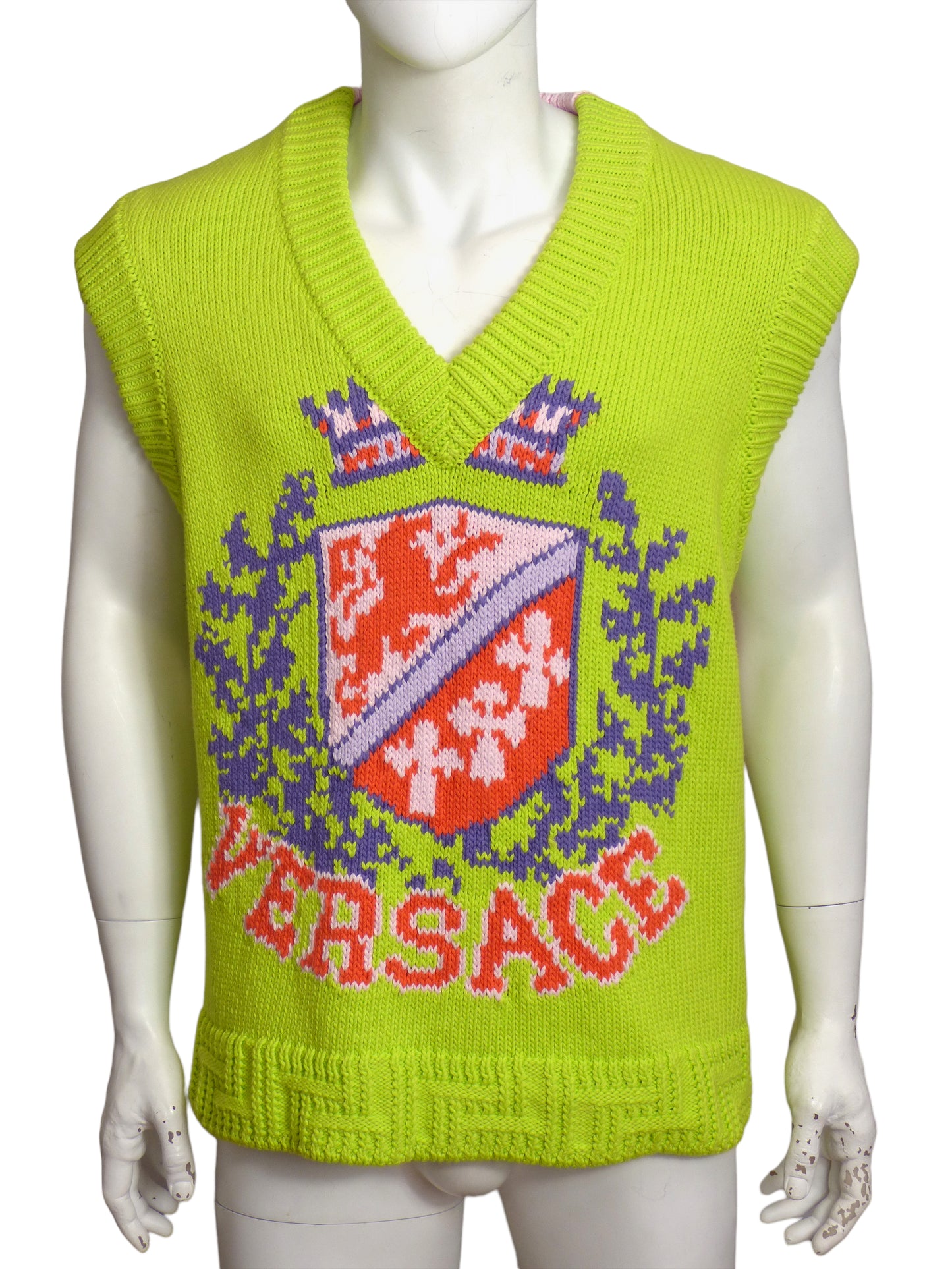 VERSACE- NWT 2022 Multi Color Intarsia Sweater Vest, Size XXL