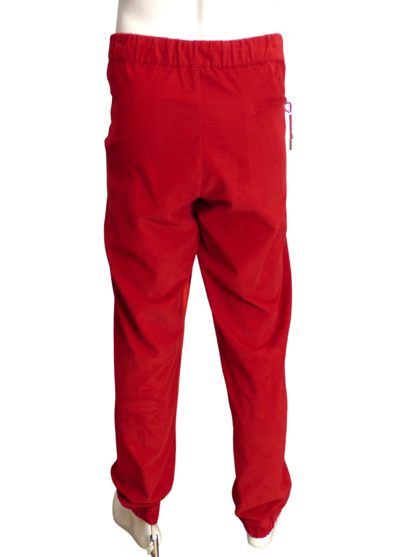 MONCLER- NWT 2022 Red Corduroy & Nylon Joggers, Size XL