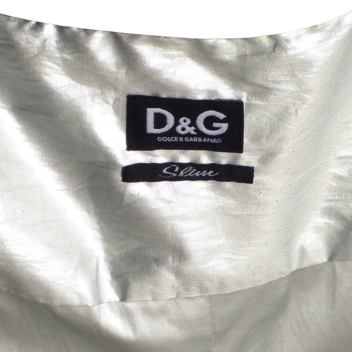 D&G- Silver & Black Metallic L/S Shirt, Size Medium