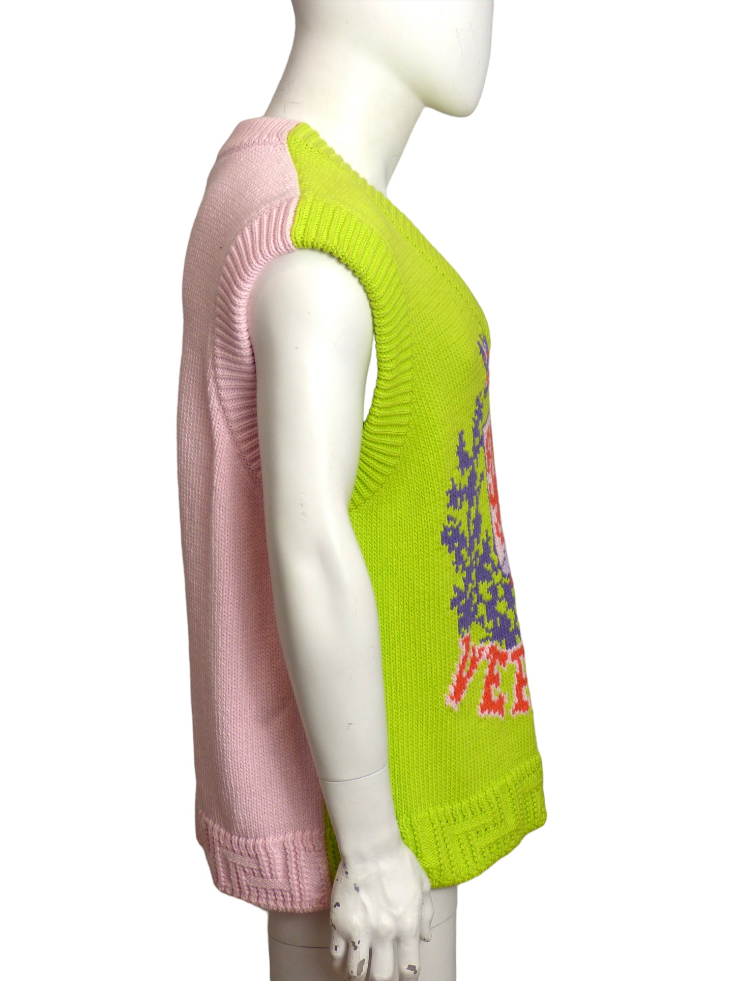 VERSACE- NWT 2022 Multi Color Intarsia Sweater Vest, Size XXL