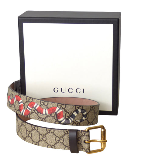 GUCCI - NWT Leather Logo & Snake Belt, Waist-31"