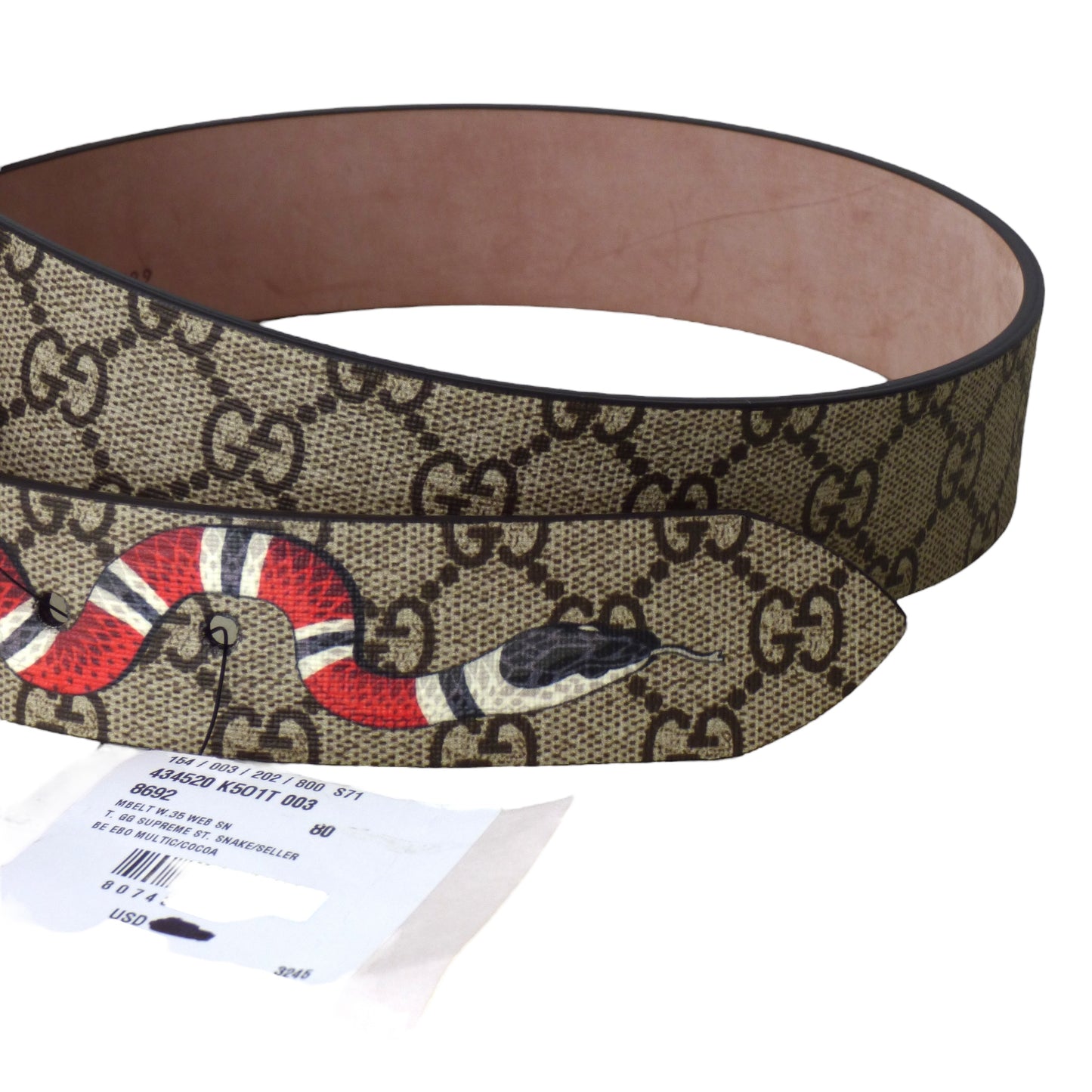 GUCCI - NWT Leather Logo & Snake Belt, Waist-31"