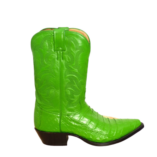 JUSTIN BOOTS- Green Alligator & Leather Boots, Size 9 1/2