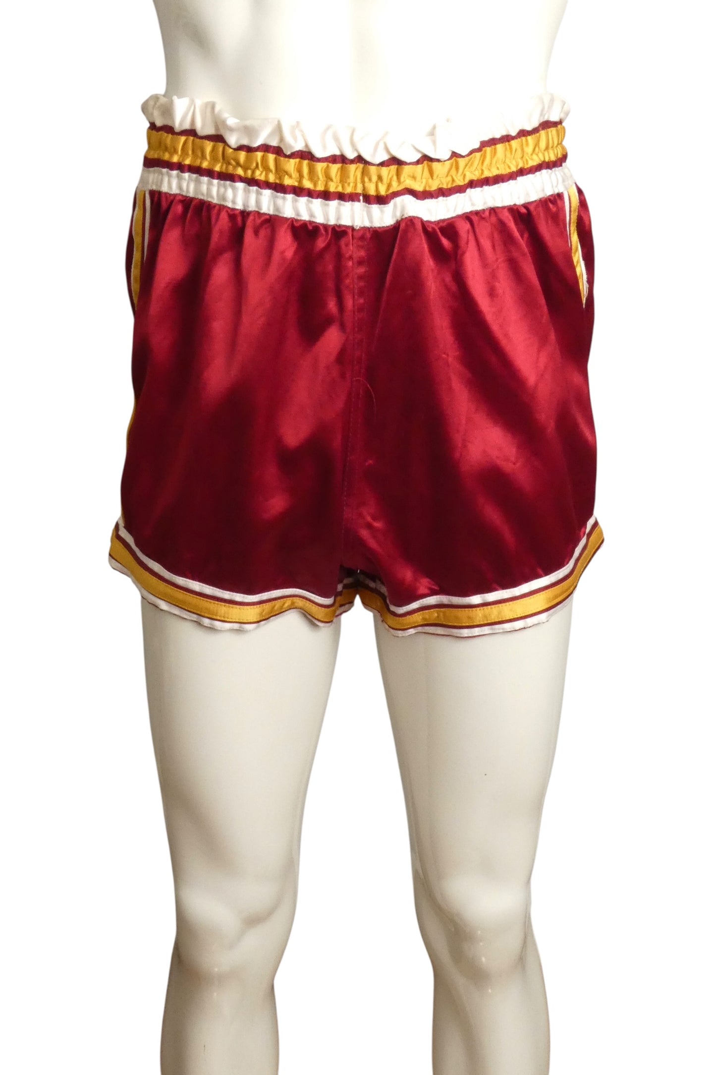 1950s Maroon Satin Athletic Shorts, Size-Small
