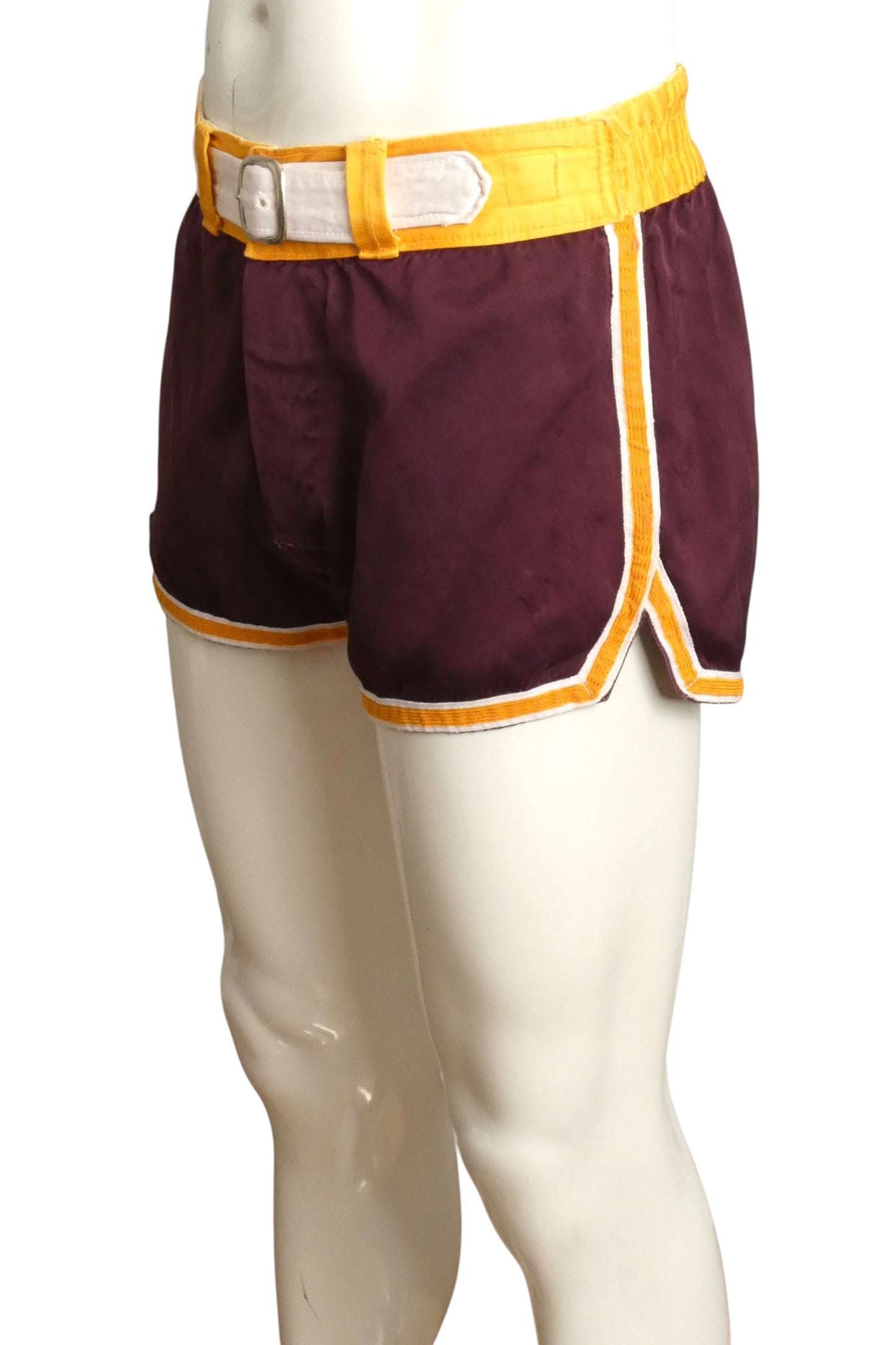 1950s Burgundy Satin Athletic Shorts, Size-XSmall